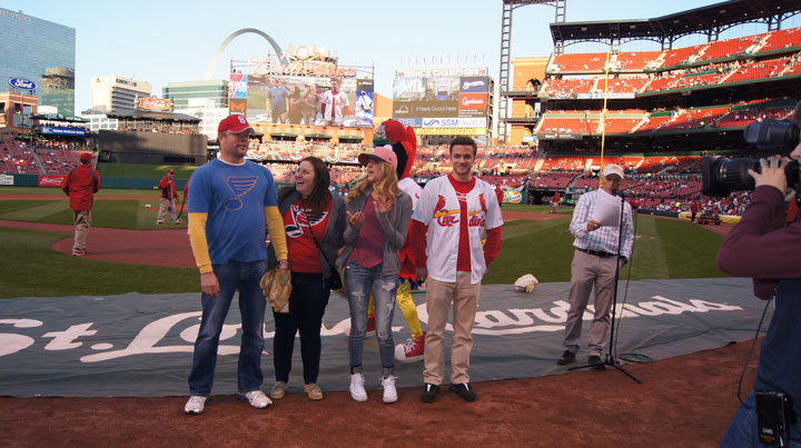 Office Essentials customers throwing out the first pitch at Busch Stadium