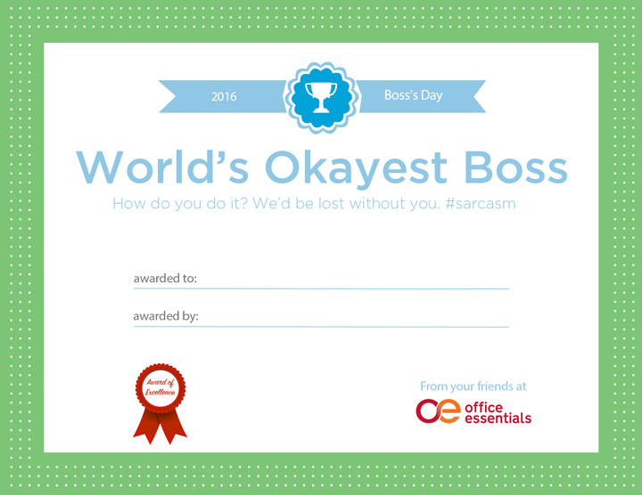 world's okayest boss printable certificate